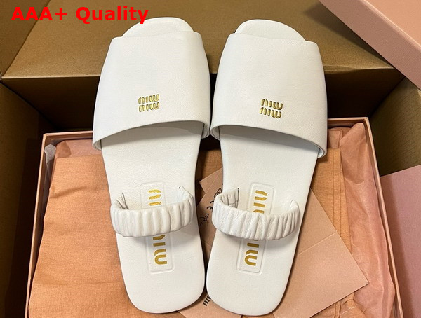 Miu Miu Ruches Nappa Leather Sandals in White 5X372E Replica