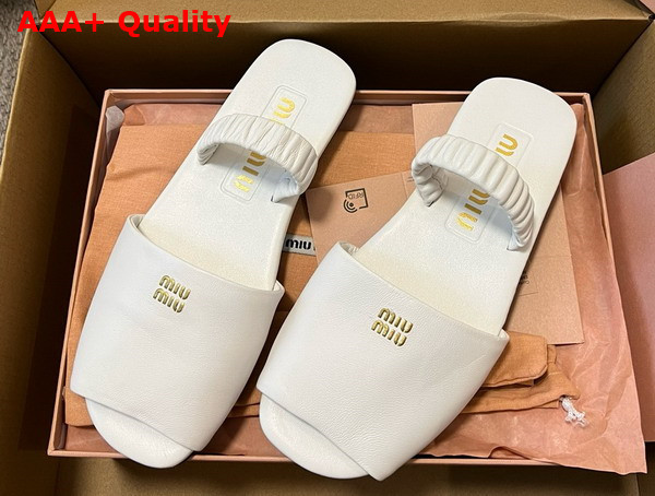 Miu Miu Ruches Nappa Leather Sandals in White 5X372E Replica