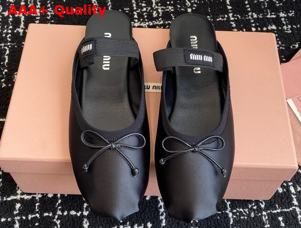 Miu Miu Satin Ballerina Mules in Black 5F451E Replica