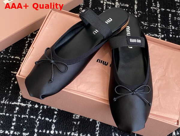Miu Miu Satin Ballerina Mules in Black 5F451E Replica