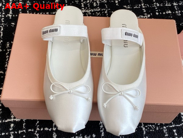 Miu Miu Satin Ballerina Mules in White 5F451E Replica