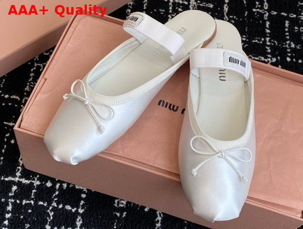 Miu Miu Satin Ballerina Mules in White 5F451E Replica
