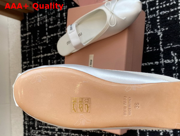 Miu Miu Satin Ballerina Mules in White 5F451E Replica