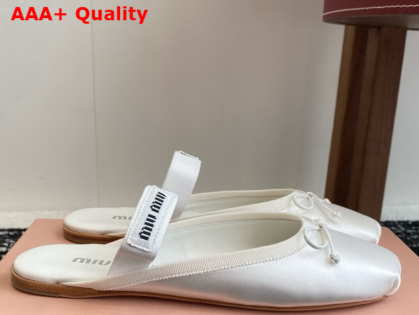 Miu Miu Satin Ballerina Mules in White 5F451E Replica