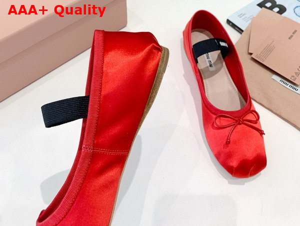 Miu Miu Satin Ballerinas in Red 5F794D Replica