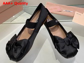 Miu Miu Satin Bow Ballerinas in Black Replica