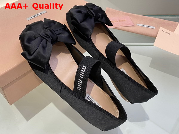 Miu Miu Satin Bow Ballerinas in Black Replica