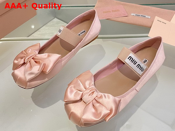 Miu Miu Satin Bow Ballerinas in Orchid Pink Replica