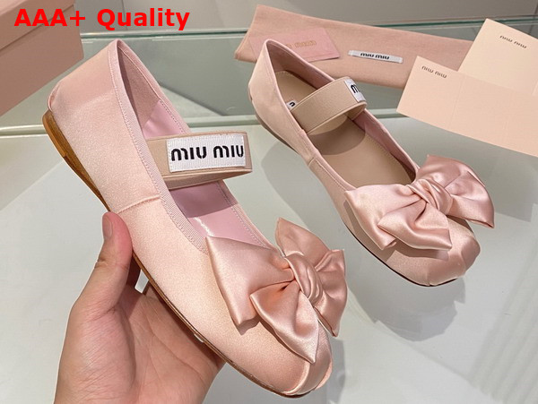 Miu Miu Satin Bow Ballerinas in Orchid Pink Replica