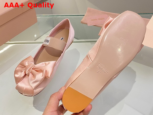Miu Miu Satin Bow Ballerinas in Orchid Pink Replica