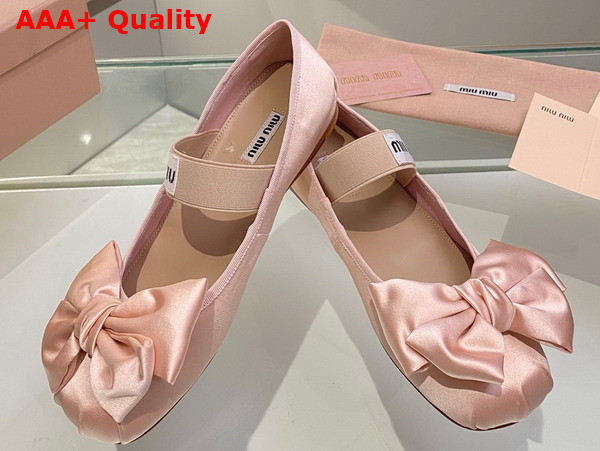 Miu Miu Satin Bow Ballerinas in Orchid Pink Replica