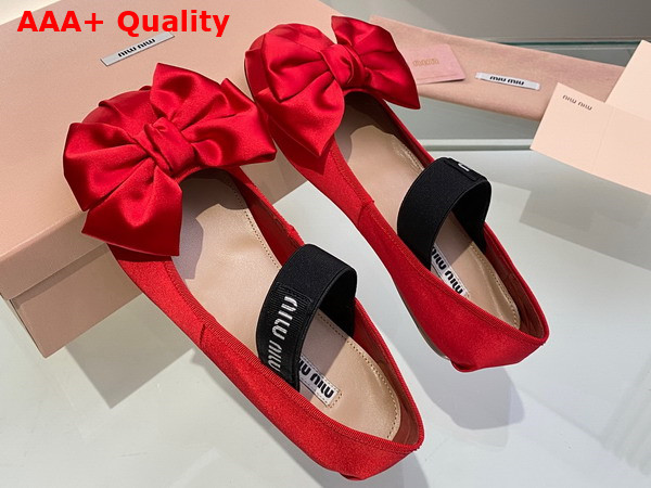 Miu Miu Satin Bow Ballerinas in Red Replica