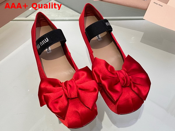 Miu Miu Satin Bow Ballerinas in Red Replica