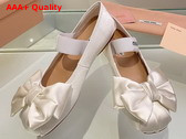 Miu Miu Satin Bow Ballerinas in White Replica