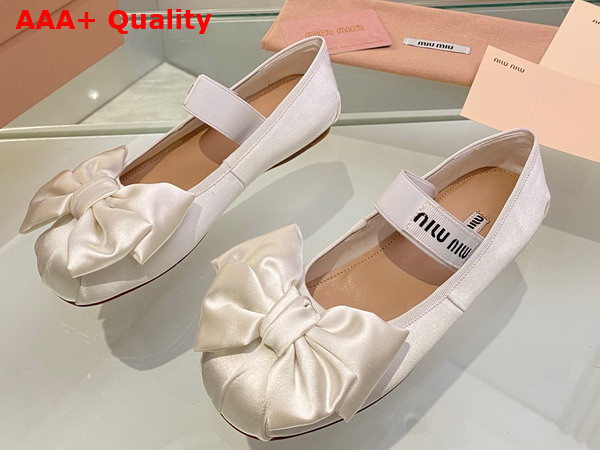 Miu Miu Satin Bow Ballerinas in White Replica