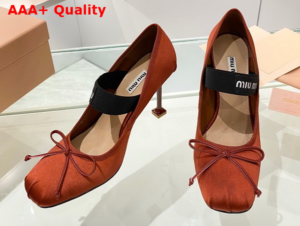 Miu Miu Satin Pumps in Cocoa Brown 5I793D Replica