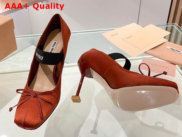 Miu Miu Satin Pumps in Cocoa Brown 5I793D Replica