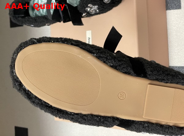 Miu Miu Shearling Ballerina Shoes in Black Shearling Replica