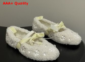 Miu Miu Shearling Ballerina Shoes in Light Yellow Shearling Replica