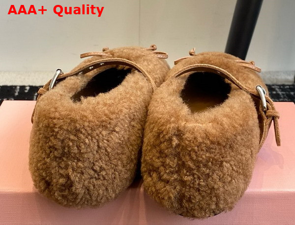 Miu Miu Shearling Ballerinas in Brown 5F272E Replica
