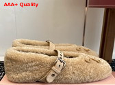 Miu Miu Shearling Ballerinas in Desert Beige 5F272E Replica