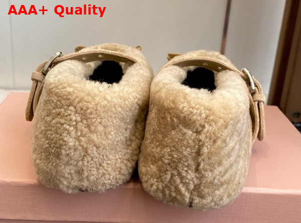 Miu Miu Shearling Ballerinas in Desert Beige 5F272E Replica