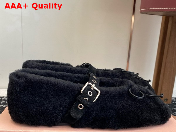 Miu Miu Shearling Ballerinas in Desert Beige 5F272E Replica