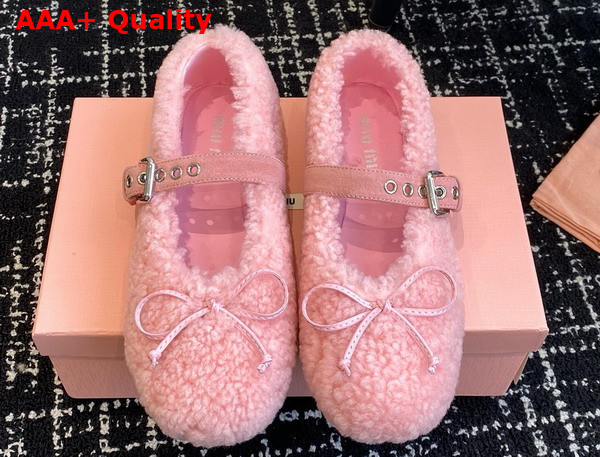 Miu Miu Shearling Ballerinas in Pink 5F272E Replica