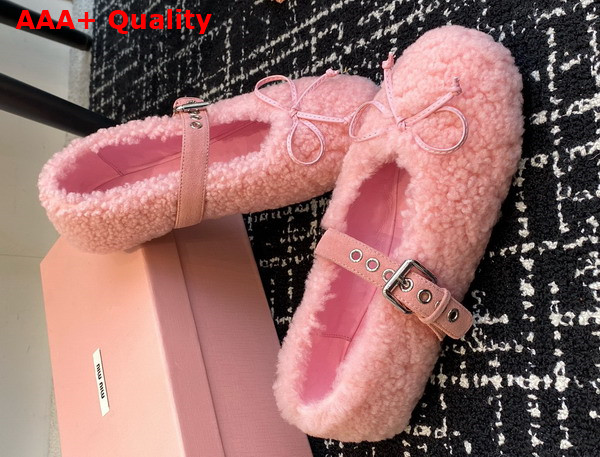 Miu Miu Shearling Ballerinas in Pink 5F272E Replica