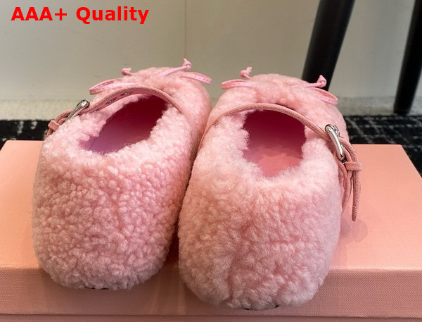 Miu Miu Shearling Ballerinas in Pink 5F272E Replica