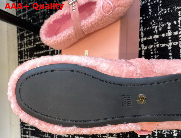 Miu Miu Shearling Ballerinas in Pink 5F272E Replica