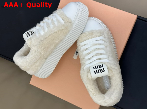 Miu Miu Shearling Sneakers in White 5E988D Replica