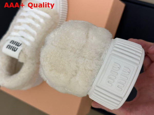 Miu Miu Shearling Sneakers in White 5E988D Replica