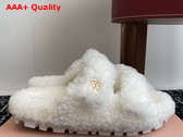 Miu Miu Sheepskin Slides in White Replica