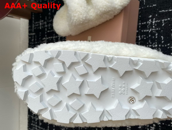 Miu Miu Sheepskin Slides in White Replica