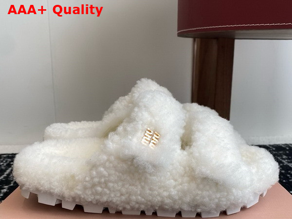 Miu Miu Sheepskin Slides in White Replica