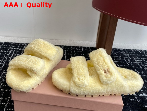 Miu Miu Sheepskin Slides in Yellow Replica