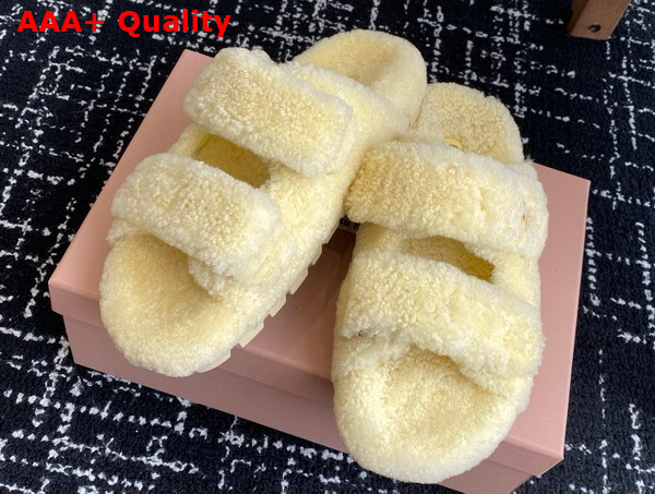 Miu Miu Sheepskin Slides in Yellow Replica