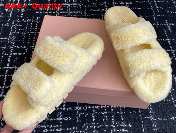 Miu Miu Sheepskin Slides in Yellow Replica