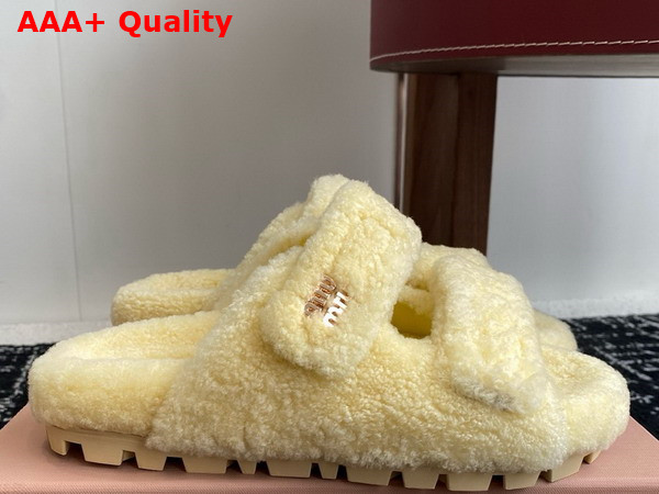Miu Miu Sheepskin Slides in Yellow Replica