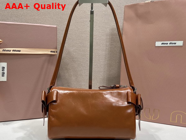 Miu Miu Shiny Leather Pouch in Palisander 5NE029 Replica