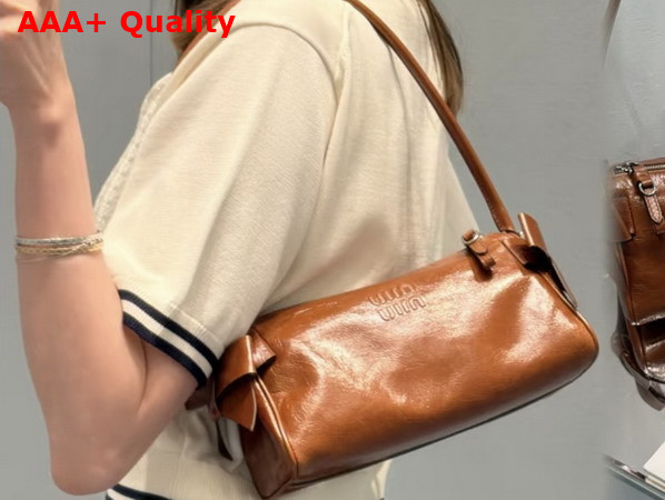 Miu Miu Shiny Leather Pouch in Palisander 5NE029 Replica