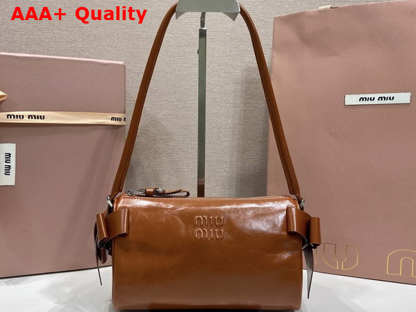 Miu Miu Shiny Leather Pouch in Palisander 5NE029 Replica