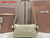 Miu Miu Shiny Leather Pouch in Travertine Stone 5NE029 Replica