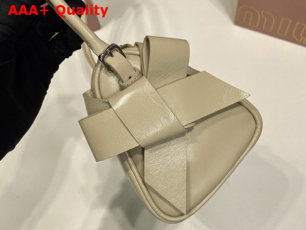 Miu Miu Shiny Leather Pouch in Travertine Stone 5NE029 Replica
