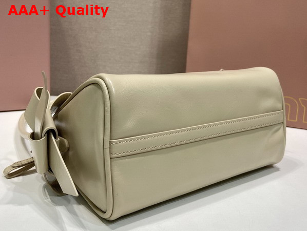 Miu Miu Shiny Leather Pouch in Travertine Stone 5NE029 Replica