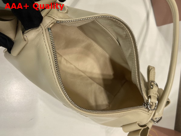 Miu Miu Shiny Leather Pouch in Travertine Stone 5NE029 Replica
