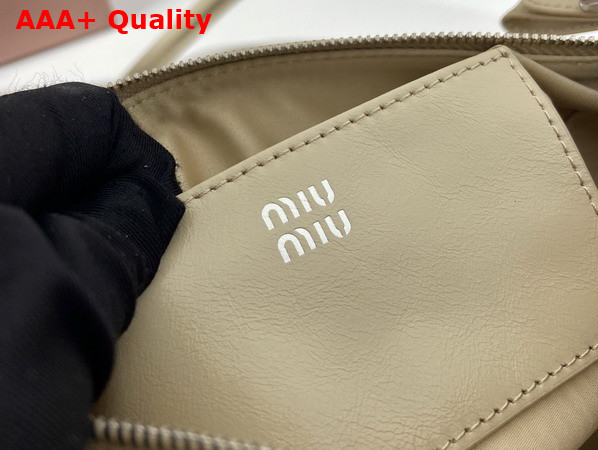 Miu Miu Shiny Leather Pouch in Travertine Stone 5NE029 Replica