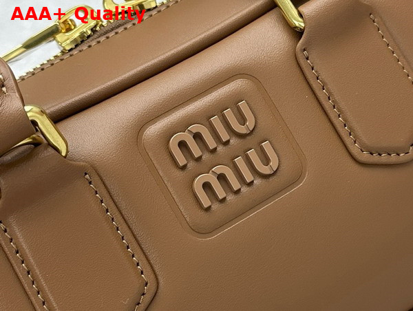 Miu Miu Small Arcadie Leather Bag in Cognac 5BB142 Replica