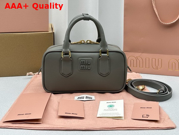 Miu Miu Small Arcadie Leather Bag in Grey 5BB142 Replica